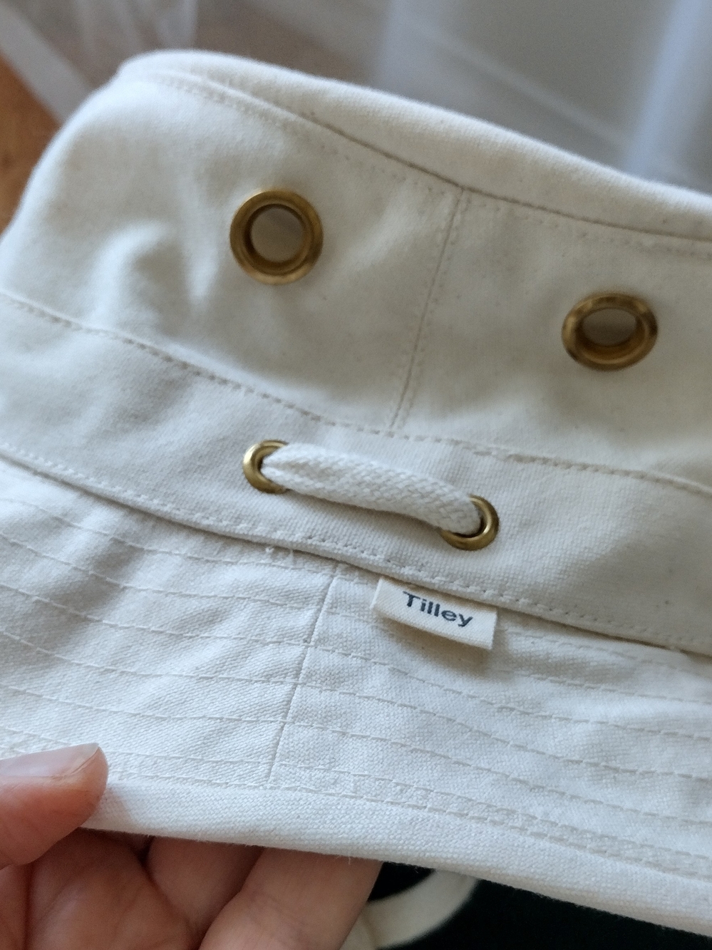 Tilley Women's Cream Bucket Hat with Brass Eyelets Model T1